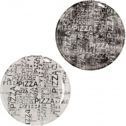 2er Set Pizzateller Black & White I Schwarz & Weiß mit Schrift I Ø 31,5 cm groß I 2 Personen I Teller mit 2 verschiedenen Farben I für Pizzen oder zum Anrichten I Porzellan I Servier-Platte - BNUKMWMK