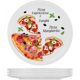 6er Set Pizzateller Margherita groß 30,5cm Porzellan Teller mit schönem Motiv für Pizza Pasta den 'großen Hunger' oder zum Anrichten geeignet - BCKGUN52