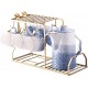 Generic Tee-Set Keramik-Wasser-Set Nordic Light Creative Cup Set Haushaltstasse mit Wohnzimmer-Trinkbecher mit Eisenrahmen - BSFXM3QE