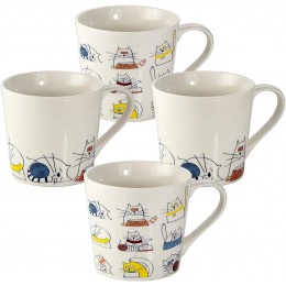 SPOTTED DOG GIFT COMPANY Kaffeetassen mit lustigen Katzen-Motiven Kaffeebecher aus Keramik Geschenk für Katzenliebhaber Groß 4er-Set - BSBHAME8