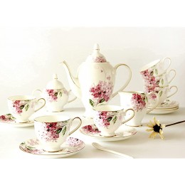 15 Stück Porzellan Teeservice Britisch für Nachmittagstee Vintage Blumen China Kaffeeservice ，Hochzeits-Teeservice für Erwachsene Geschenk - BMZFT6HB