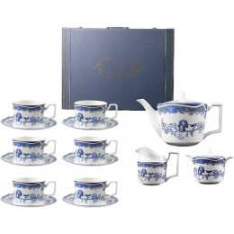 StarLuckINT 15 PCS Teeservice Bone China Teeservice blaues Japanisches Keramik-Teeservice Kaffeetassen-Set Vintage-Teeservice-Kaffeeservice für Haushaltsgeschenkpaket - BYAJT6EQ