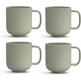 KØZY LIVING Keramik Tasse 4 Stk 300 ml Tassen-Set mit Henkel in skandinavischem nordic Design perfekt für Kaffee oder Tee Jadegrün - BDUZRVD5