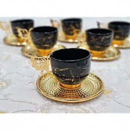 Türkische goldene Kaffeetassen 12 Stück Untertassen Servier-Set Keramik Kaffeetassen ideal für Heimdekoration Demistasse-Porzellan Kaffeeset Gold und Schwarz - BTKMY8H3