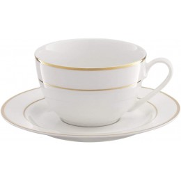 Ambition 29194 Kaffeeservice Aura 12-TLG. Weiß Gold Tassen Untertassen Tassenset Geschirrset Kaffeeset Porzellan modern elegant - BESKY58K