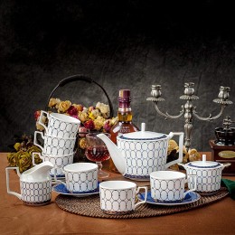 PAKUES-QO 15 Stück Porzellan Teeservice Bone China Tassen Sets Keramik Kaffeeservice Vintage Nachmittagsteeservice Hochzeit Teeservice Für Erwachsene - BYXUW7JW