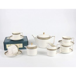 Porzellan Teeservice Kaffeetassen und Untertasse Keramik-Kaffeeset mit Teekanne Zuckerschüssel Milchkännchenkrug Kaffeeservice für Erwachsene - BDQTM9KV