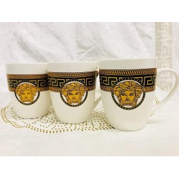 Unbekannt Medusa Kaffeetassen Kaffeeservice für 6 Personen Tassen Geschirr Porzellan NEU V1 Weiß Gold - BCAYZEK1