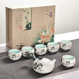 Tee Set 7 Keramik-teeservice Chinesisches Teeservice Home Teeservice Keramik-teeservice Trinkutensilien Schneeglasur-teeservice - BCFFX654