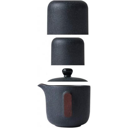 Teeservice Tragbares Keramik Japanisches Kung Fu Kanne Und Zwei Tassen Mit Tragetasche Kleines Reise Home-Office-Sammlung Color : Black Size : 7.8 * 8.7cm - BOUSHM52