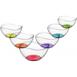 technic24 LAV 6tlg Glasschalen Vira mit farbige Boden Schalen Glasschale Dessertschale farbige Glasschale Vorspeise Glas Gläser 310ml - BMGZA8AM
