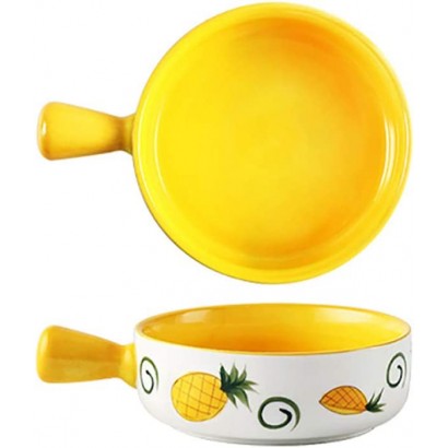 GAKIN 1 x Salatschüsseln Backplatte Mikrowelle Suppenschüssel Keramik Geschirr mit Griff - BUMPSWVH