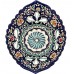 Obstschale Orientalischer Rishtan Keramik Teller Obstkorb Schüssel Relief Rand handbemalt Ø 29 cm Blau-Muster - BODYS61A
