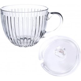 Luxshiny Glas Kaffeetassen mit Deckel Klarer Frühstück Tasse Breite Mund Getreide Schüssel Salat Schüssel Joghurt Schüssel Eisschale für Tee Milchgetränk Hafer Joghurt Joghurt - BDDGJA29