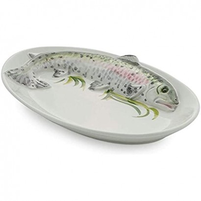 Bassano italienische Keramik ovaler Fischteller Trota Forellen Dekor 32x20 - BBIXVJ7E