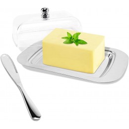 Butterdose  ZB ZealBoom Butterdose Edelstahl Enthält Einen Transparenten Butterdosendeckel und Buttermesser Nachhaltig Butterdose Geeignet für 250g Buttervolumen - B09WR7LHX2N
