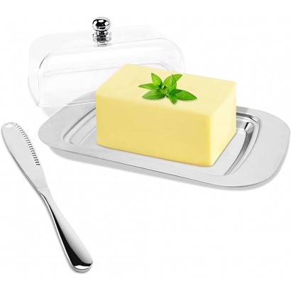 Butterdose  ZB ZealBoom Butterdose Edelstahl Enthält Einen Transparenten Butterdosendeckel und Buttermesser Nachhaltig Butterdose Geeignet für 250g Buttervolumen - B09WR7LHX22