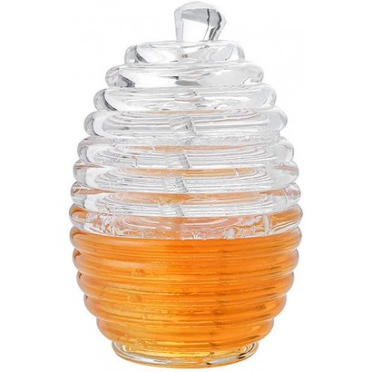 Honigtopf Honigglas mit Tropferstab Transparentes Honigglas Honigglas für Zuhause - B09K4Z9V4NH
