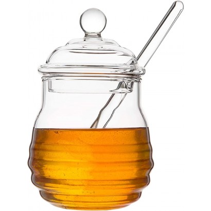Mkouo Glas honigtopf mit Honigbehälter Honig Löffel Zum Servieren von Honig und Sirup 9 Ounces 265ml - B072KH1X7GN