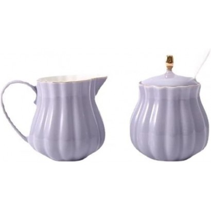 ZWINNER Sahnekanne Europäisches Keramik-Milchkannen-Set Kürbisförmige Retro-Kaffeekanne geeignet für Familiencafés und Restaurants Sahnekanne Farbe: pink-Purple - B0B52W31LTD