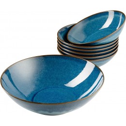 MÄSER 931947 Serie Ossia 7-teiliges Bowl Set aus Keramik 1 Schüssel groß und 6 Schalen für Salat Müsli Suppe oder Pasta mit Vintage Glasur in Blau Steinzeug Königsblau - B095XL7ZJF7