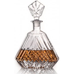 Glaskaraffe mit luftdichtem geometrischem Verschluss Whiskey Dekanter für Wein Bourbon Brandy Likör Saft Wasser Mundspülung italienisches bleifreies Glas 650 ml - B087JG2BW7V