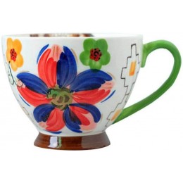 Suppenschüssel Schalen mit Griff Keramik glasierte amerikanische handbemalte Tasse Frühstückstasse Milch Hafer Nudeln Mikrowelle-450ML 450 - B0B5V45RMR5