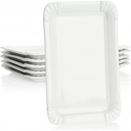 com-four® 6x Edle Porzellan-Teller Dessert-Teller in weiß Servierteller im Pommesschalen-Design 20,5 x 13,5 cm 06 Stück flach - BOKEPE3W